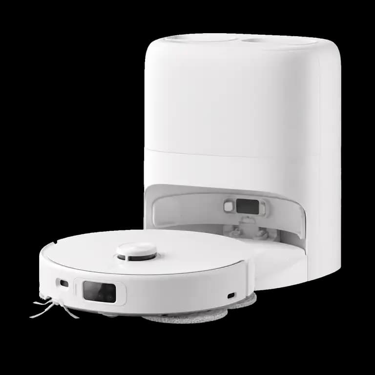 KI-generierte Produktvisualisierung des Roborock Qrevo Curv 2 Pro mit Station
