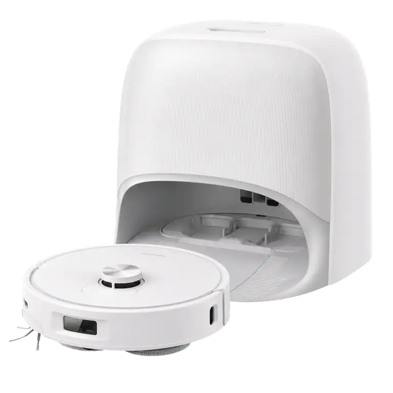 KI-generierte Produktvisualisierung des Roborock Qrevo Curv mit Station